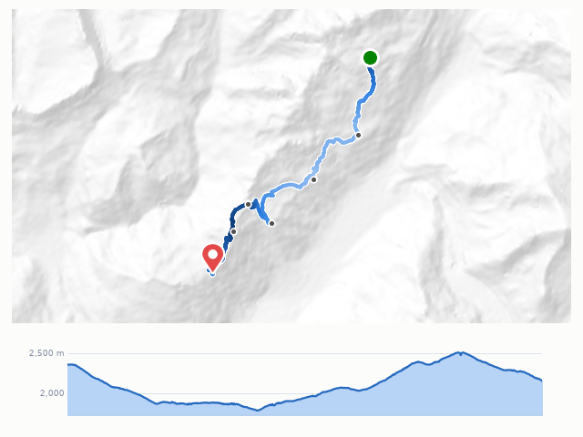 D11 Lac Blanc → Refuge de Bellachat 路線示意圖與高程剖面